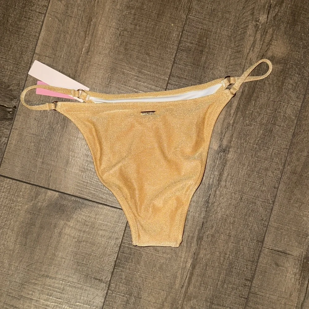 Victoria’s Secret Sparkle Gold String Cheeky Bikini Bottoms